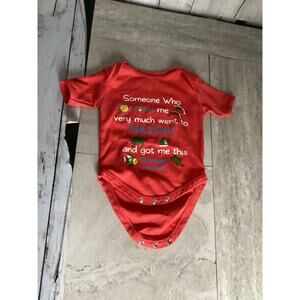 Baby One Piece Red Printed Bodysuit Size 6-9 Months